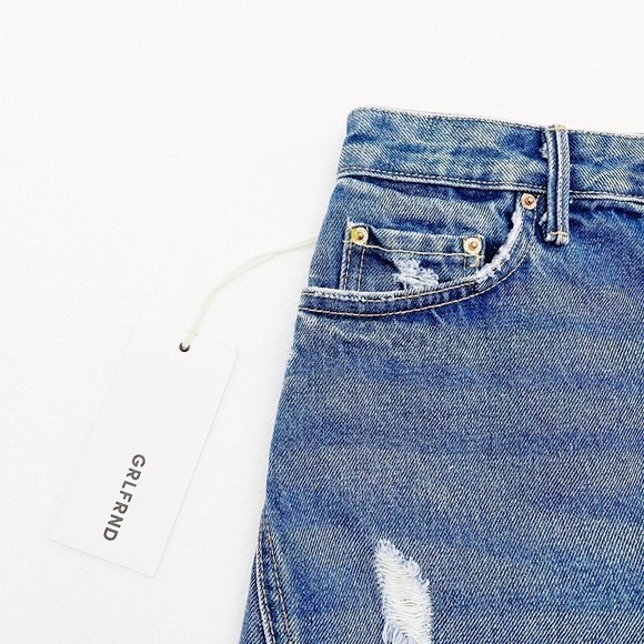 GRLFRND Denim The Eva Short A-Line Skirt with Panels No Stretch SZ26 - Picture 3 of 8